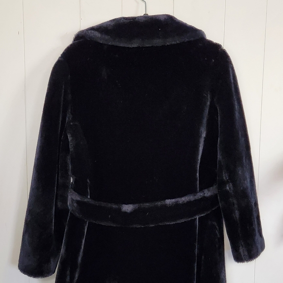 Vintage 1960s Black Faux Fur Winter Coat Jacket Borgazia MCM 60s Mod Mid century - Picture 4 of 12